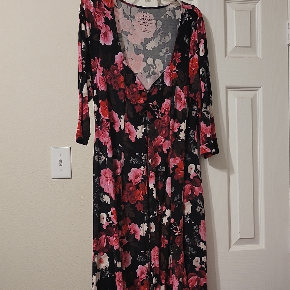 Torrid Black and Pink Floral Dress